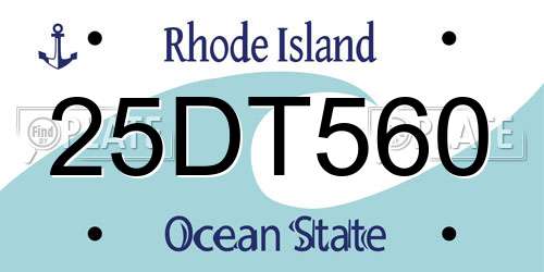 25DT560 Rhode Island License Plate
