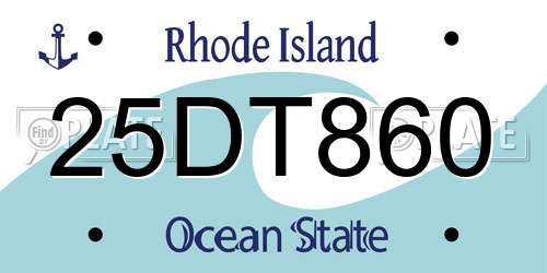 25DT860 Rhode Island License Plate