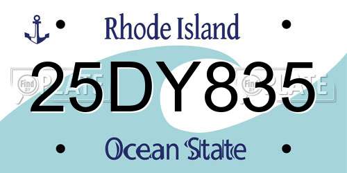 25DY835 Rhode Island License Plate