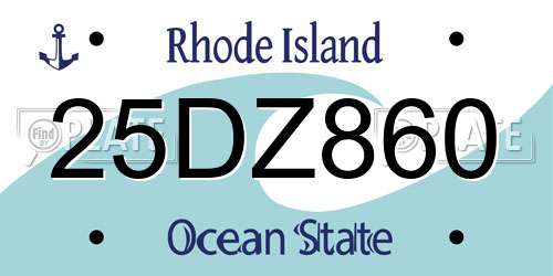 25DZ860 Rhode Island License Plate