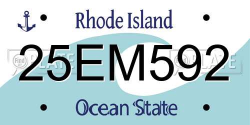 25EM592 Rhode Island License Plate