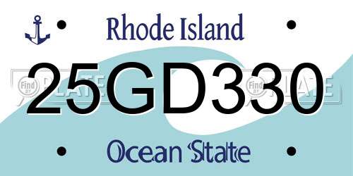25GD330 Rhode Island License Plate