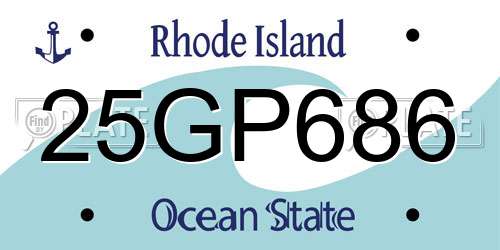 25GP686 Rhode Island License Plate