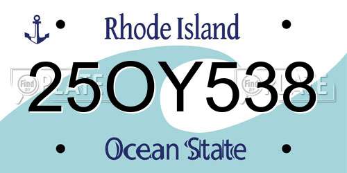 25OY538 Rhode Island License Plate