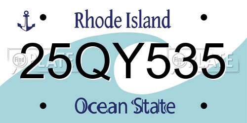 25QY535 Rhode Island License Plate