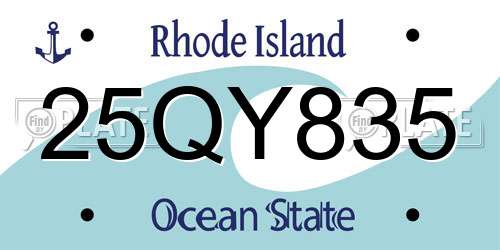 25QY835 Rhode Island License Plate