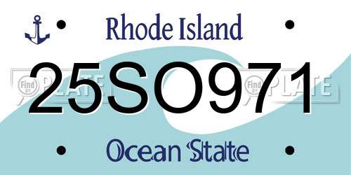 25SO971 Rhode Island License Plate