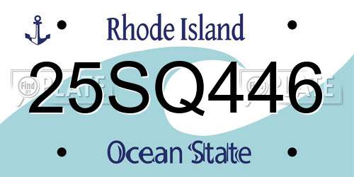 25SQ446 Rhode Island License Plate