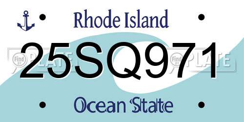 25SQ971 Rhode Island License Plate
