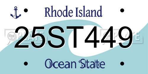 25ST449 Rhode Island License Plate