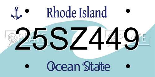 25SZ449 Rhode Island License Plate
