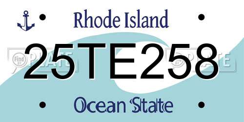 25TE258 Rhode Island License Plate
