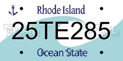 25TE285 Rhode Island License Plate