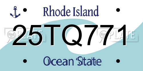 25TQ771 Rhode Island License Plate