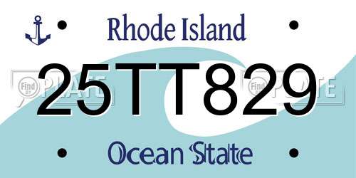 25TT829 Rhode Island License Plate