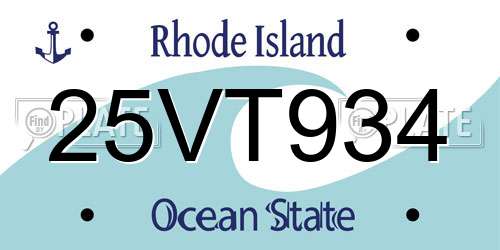 25VT934 Rhode Island License Plate