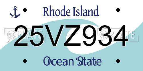 25VZ934 Rhode Island License Plate
