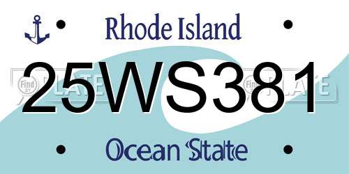 25WS381 Rhode Island License Plate