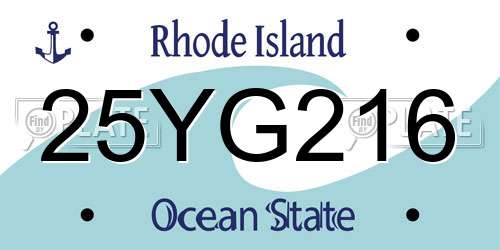 25YG216 Rhode Island License Plate