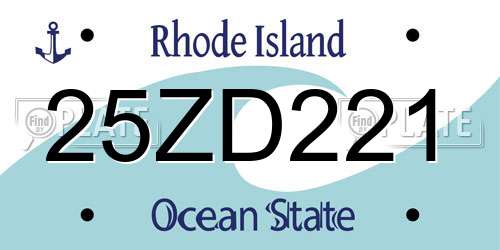 25ZD221 Rhode Island License Plate