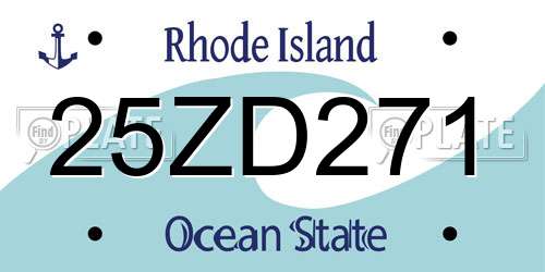 25ZD271 Rhode Island License Plate