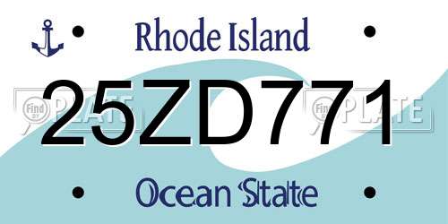 25ZD771 Rhode Island License Plate