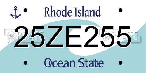 25ZE255 Rhode Island License Plate