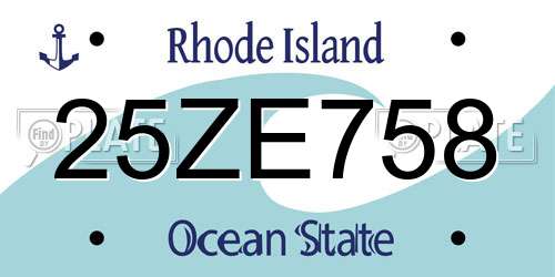25ZE758 Rhode Island License Plate