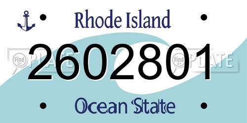 2602801 Rhode Island License Plate