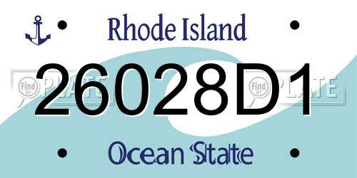 26028D1 Rhode Island License Plate