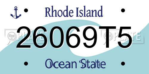 26069T5 Rhode Island License Plate