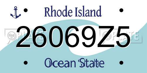 26069Z5 Rhode Island License Plate