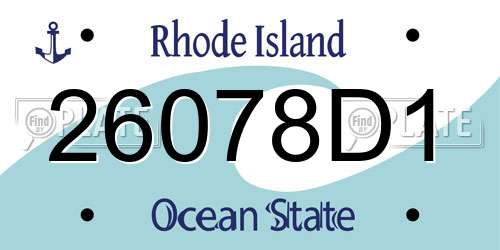 26078D1 Rhode Island License Plate