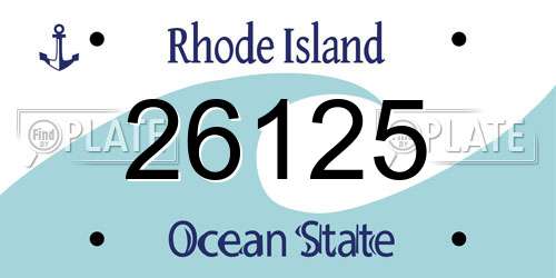 26125 Rhode Island License Plate