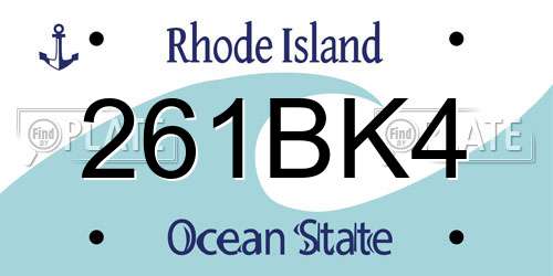 261BK4 Rhode Island License Plate