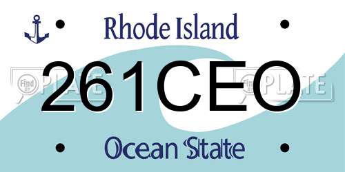261CEO Rhode Island License Plate