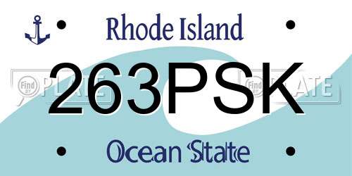 263PSK Rhode Island License Plate