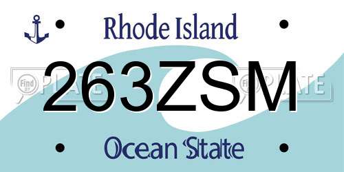 263ZSM Rhode Island License Plate