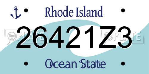 26421Z3 Rhode Island License Plate