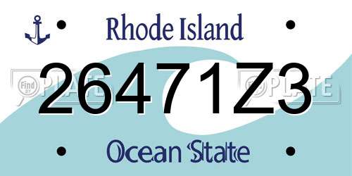 26471Z3 Rhode Island License Plate