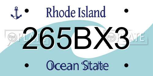 265BX3 Rhode Island License Plate