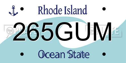265GUM Rhode Island License Plate