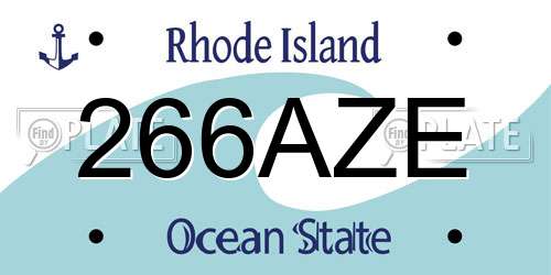266AZE Rhode Island License Plate