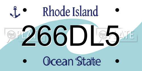 266DL5 Rhode Island License Plate
