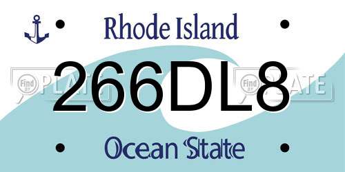 266DL8 Rhode Island License Plate