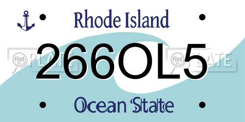 266OL5 Rhode Island License Plate