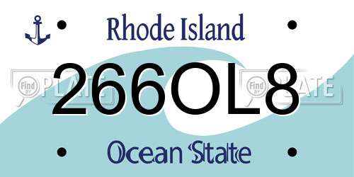 266OL8 Rhode Island License Plate