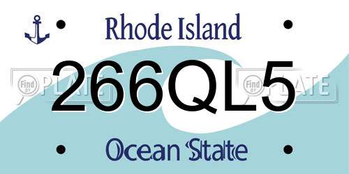 266QL5 Rhode Island License Plate
