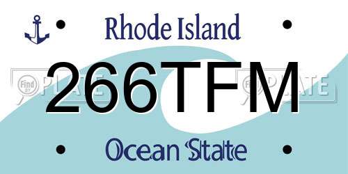 266TFM Rhode Island License Plate