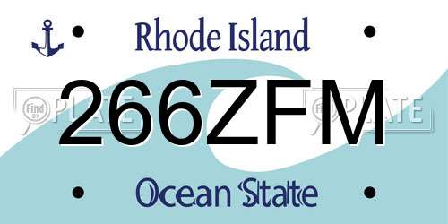 266ZFM Rhode Island License Plate